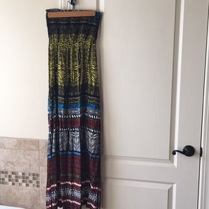 Colorful strapless maxi dress